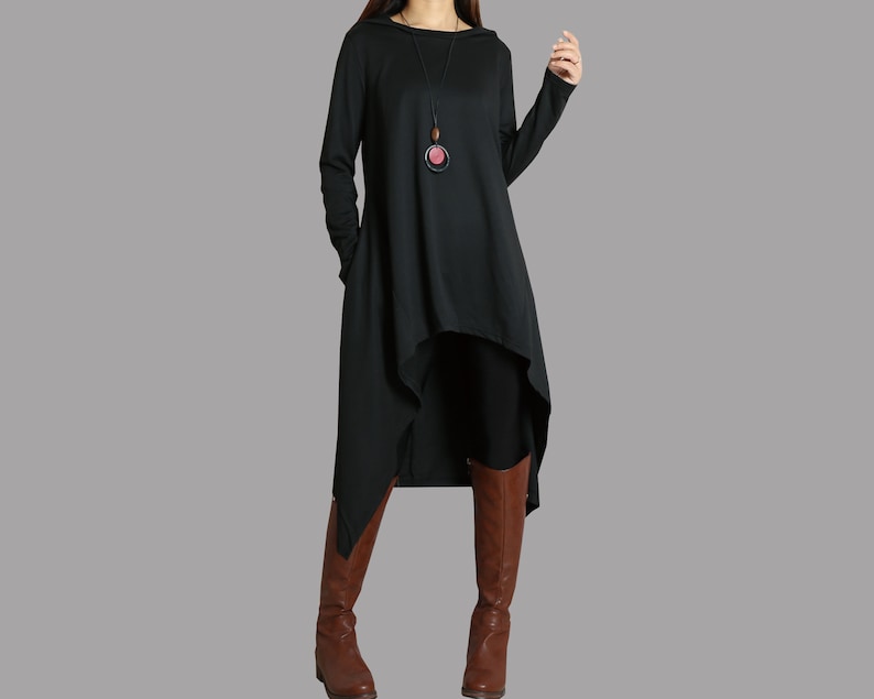 long tops oversized knit top plus size top asymmetrical t-shirt Y1088 long sleeve t-shirt Oversize cotton hoodie cotton tunic dress