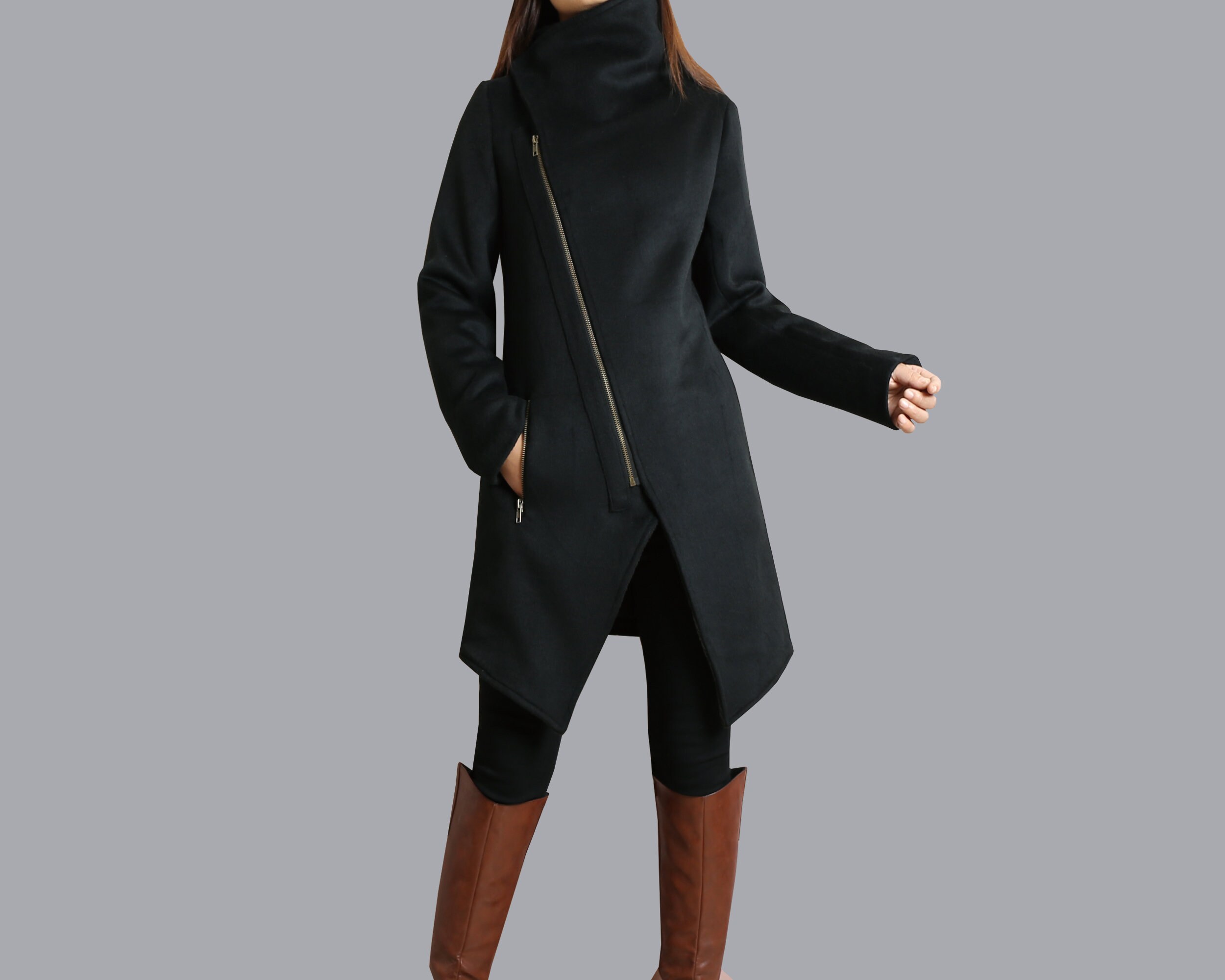 Wool Coat/asymmetrical Jacket/winter Jacket/wool Coat/trench