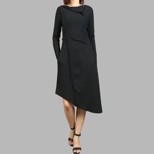 Rib dress, Thumb hole Sleeves tunic dress, Cotton dress, Asymmetric Tunic top, Long Sleeve Tunic Top, Oversized T-shirt Customized(Y2039)