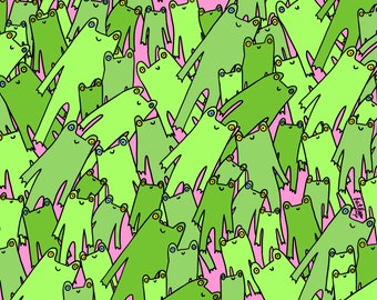 Frog Pattern Digital Art A5 Print on 100% Recycled Paper, Eco & Vegan Friendly