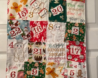 Advent Calendar with embroidery Ginger bread figures