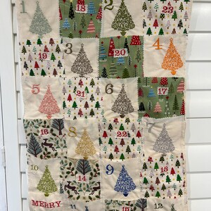 Lovely advent calendar in fabric with embroidery Trees image 3