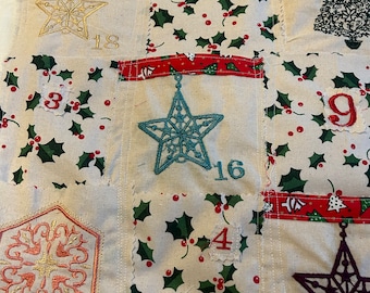 Advent calendar with Holly and embroidery