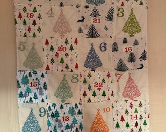 Lovely advent calendar  in fabric  with embroidery Trees