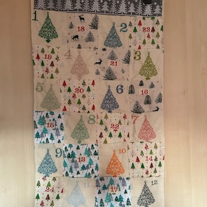 Lovely advent calendar in fabric with embroidery Trees image 2