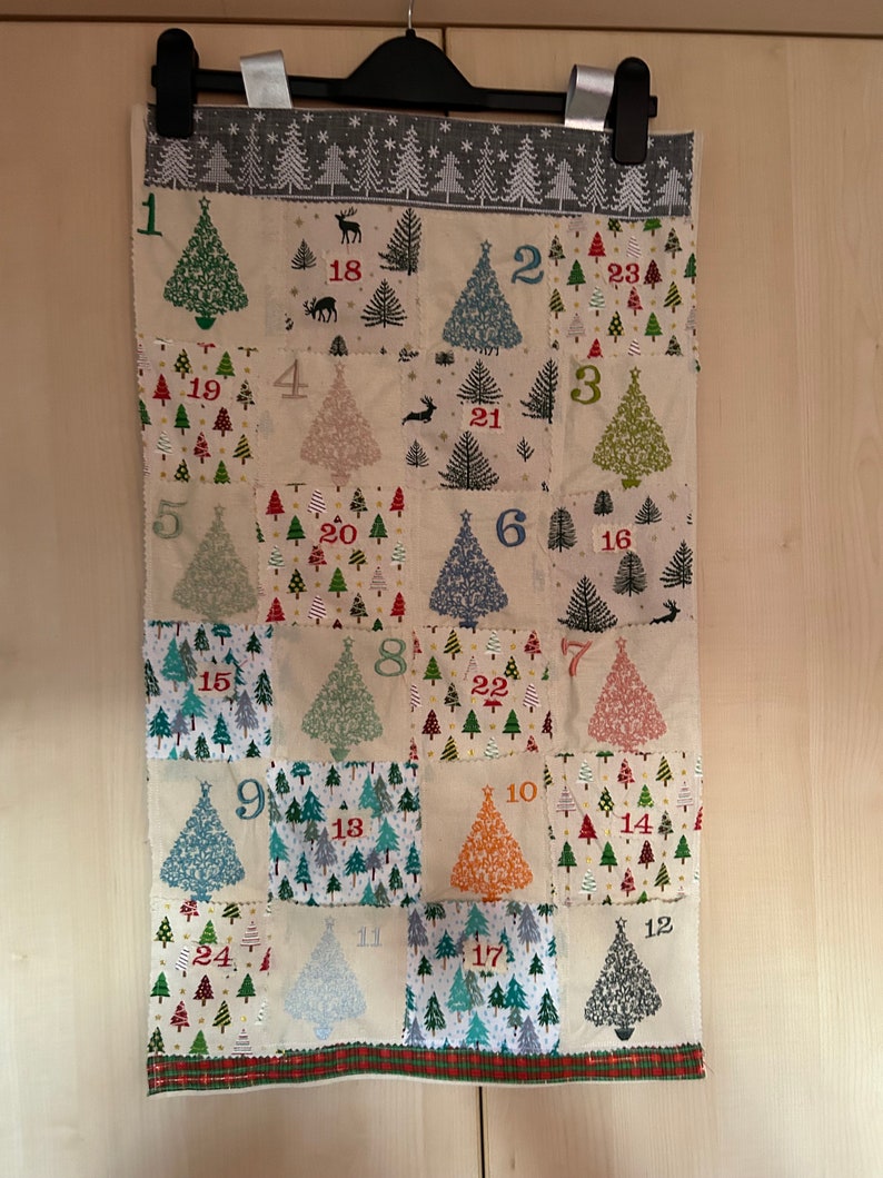 Lovely advent calendar in fabric with embroidery Trees image 2