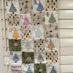 Lovely advent calendar in fabric with embroidery Trees image 6