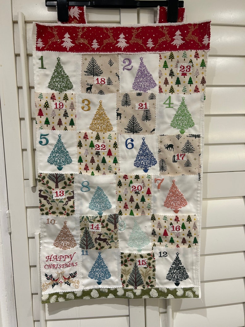 Lovely advent calendar in fabric with embroidery Trees image 5