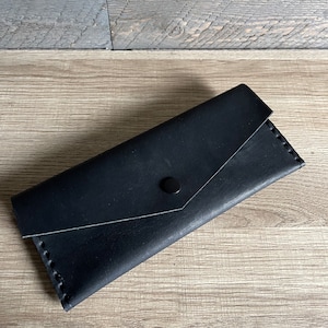 Cartera Larga de Piel Negra (Envío Nacional Gratis)