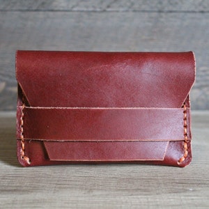 Rode leren portemonnee met klepsluiting (gratis binnenlandse verzending)