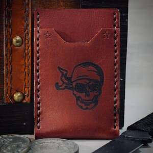 Portefeuille vertical en cuir avec porte-cartes de pirate (livraison nationale gratuite)