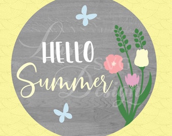 Hallo Sommer Floral Laser SVG für runde Zeichen