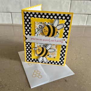 Handmade Bee Card: "You're as Sweet as Honey" - Mother's Day, Birthday, all occasion
