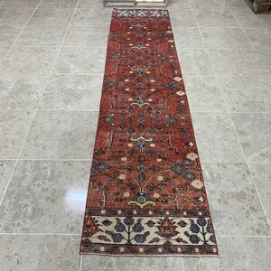 oushak runner rug,turkish rug,rug runner,muted red runner,long runner,turkish runner,corrıdor runner rug,2'1x9'2ft,hallway runner,floor rug image 2