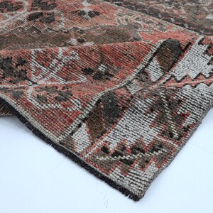 Vintage Turkish Wool Runner Rug - Distressed Handmade Rug (4.4x9.5 ft)
