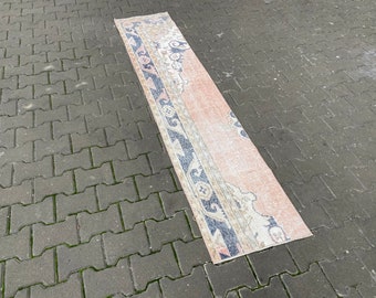 oushak runner,turkish runner,oushak rug,1'7x7'9 feet,pink runner,anatique rug,vintage runner,area rug,handknotted rug,kitchen runner