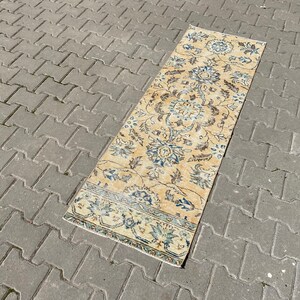 Vintage Turkish Oushak Runner Rug: 1&#39;8x5&#39;5 Narrow Rug