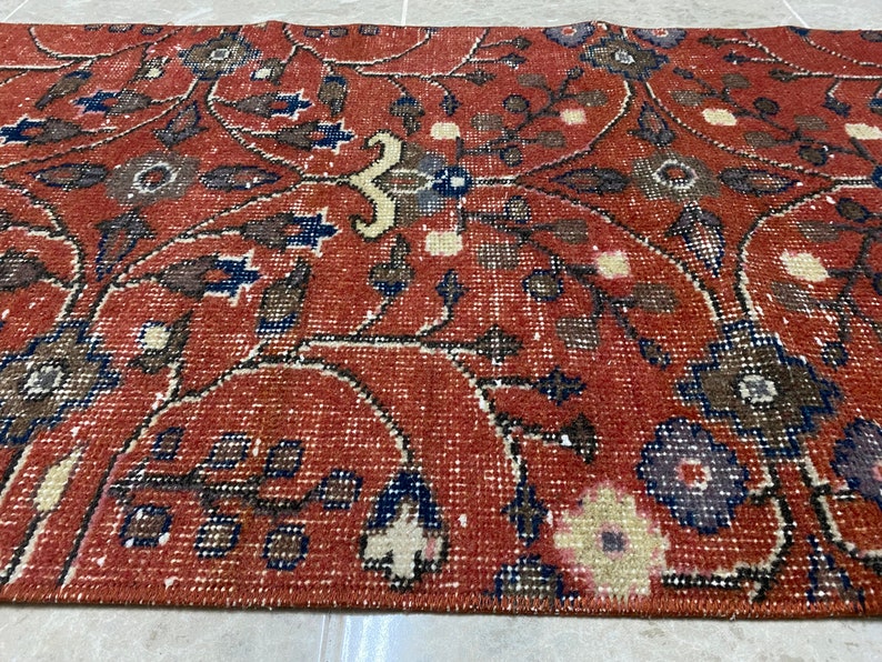 oushak runner rug,turkish rug,rug runner,muted red runner,long runner,turkish runner,corrıdor runner rug,2'1x9'2ft,hallway runner,floor rug image 7