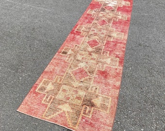 turkish rug, turkish runner rug, oushak rug,anatolian rug,vintage runner rug ,oushak runner,2'9x11'5ft,distressed rug,runner rug,turkey rug