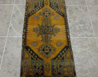 turkish small rug, 1'6x3'1 oushak rug,turkish rug,faded rug,1x3 rug, muted rug, vintage rug,small rug, antique rug,doormat rug, bathroom rug