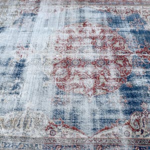 8x11 ft, Turkish Rug, Muted Blue Red Rug, 8x11 Overize Rug, Large Rug, 8x11 Rug, Big Rug, Vintage Rug, Living Room Rug, Area Rug,8.6x11.3 ft