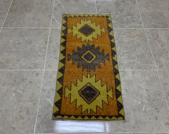 turkish rug,small oushak rug,door mat rug,small turkish rug,bathroom rug,handknotted rug,vintage rug,1'6x3'3ft,turkish door mat