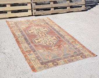 3x8, oushak rug, turkish rug,3'8x6'7 ft,Handknotted Rug, Muted rug, Decorative Rug,Vintage Rug, Anatolian Rug, Turkish oushak Rug, Area Rug