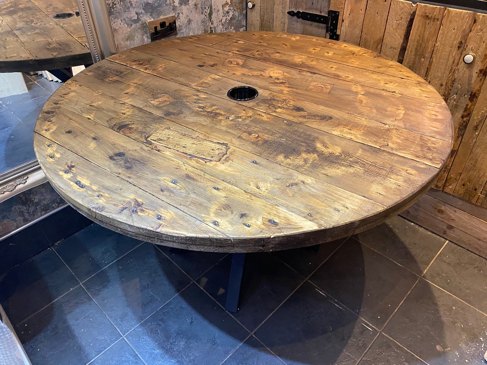 Handmade Bespoke Rustic Cable Drum Kitchen Table one of a Etsy