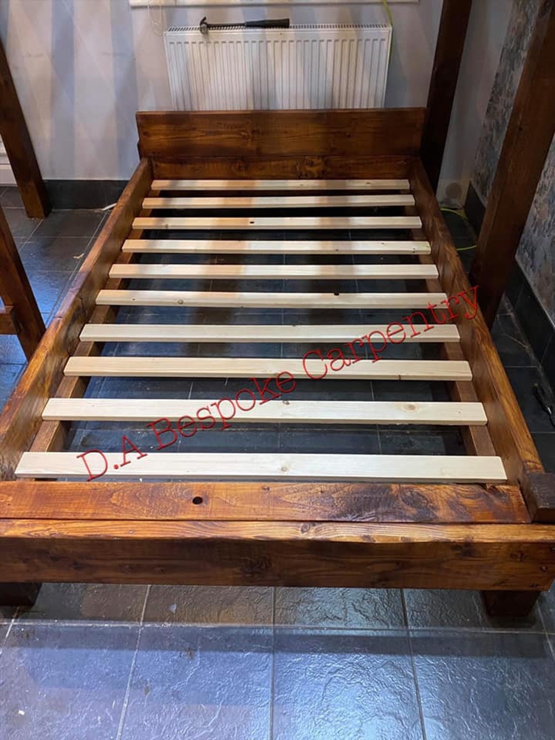 Solid wood rustic beds planked double bed. made from Etsy
