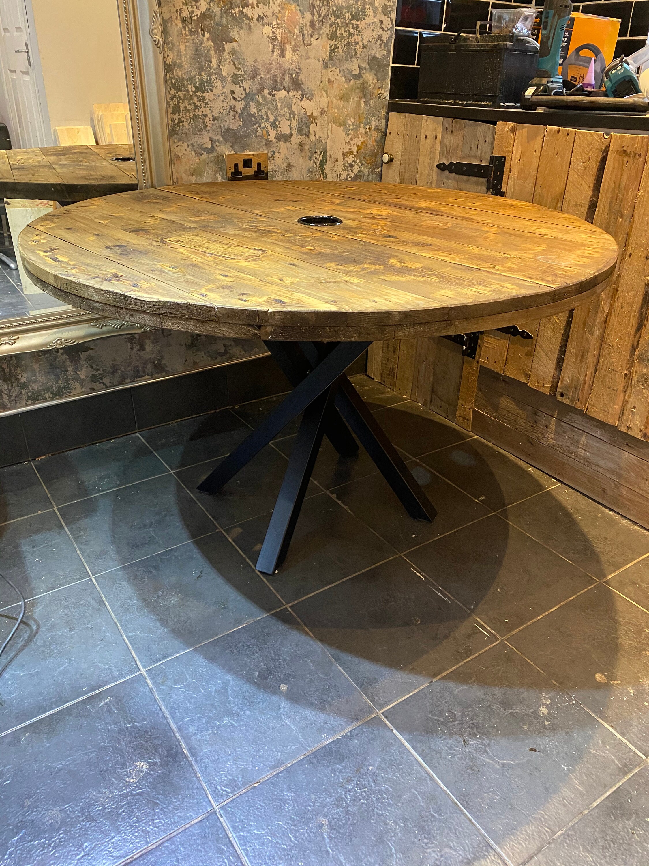 Handmade Bespoke Rustic Cable Drum Kitchen Table one of a Etsy