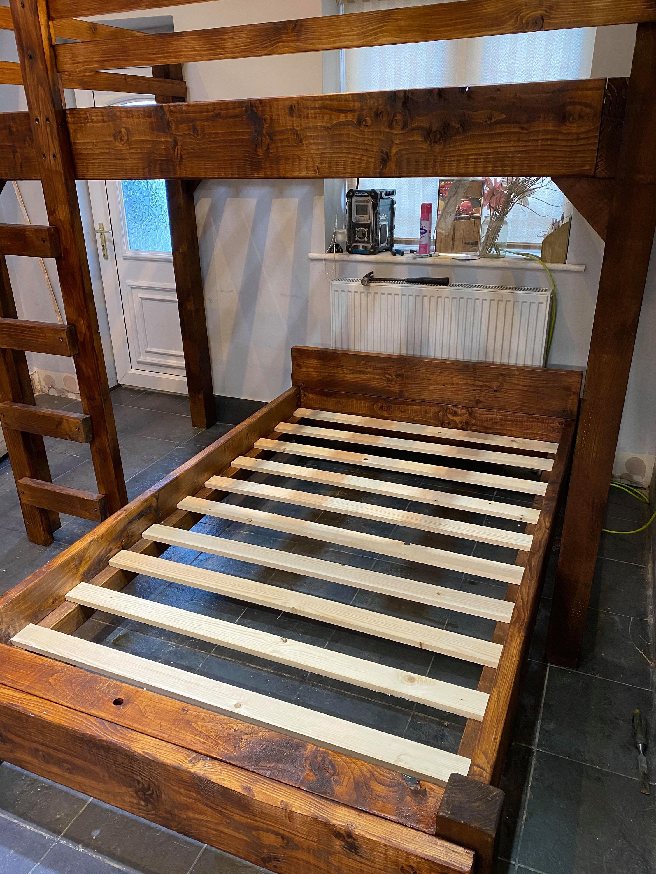 Solid wood rustic beds planked double bed. made from Etsy