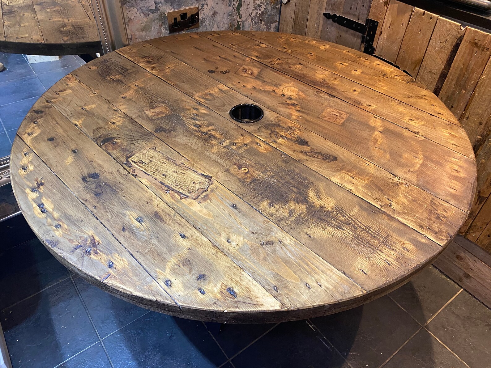 Handmade Bespoke Rustic Cable Drum Kitchen Table one of a Etsy