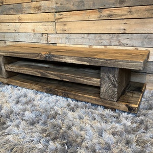 Rustic chunky wood tv stand, reclaimed pine