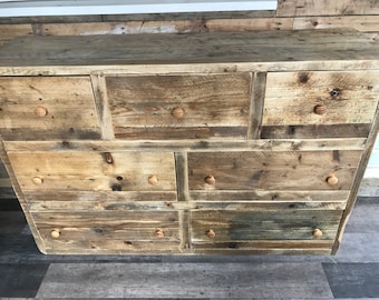 Bespoke handmade Rustic Chest Of Drawers Reclaimed Scaffold Merchants Farmhouse