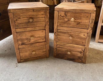 Bespoke handmade Rustic Bedside Chest Of Drawers NEW Scaffold Merchants Farmhouse