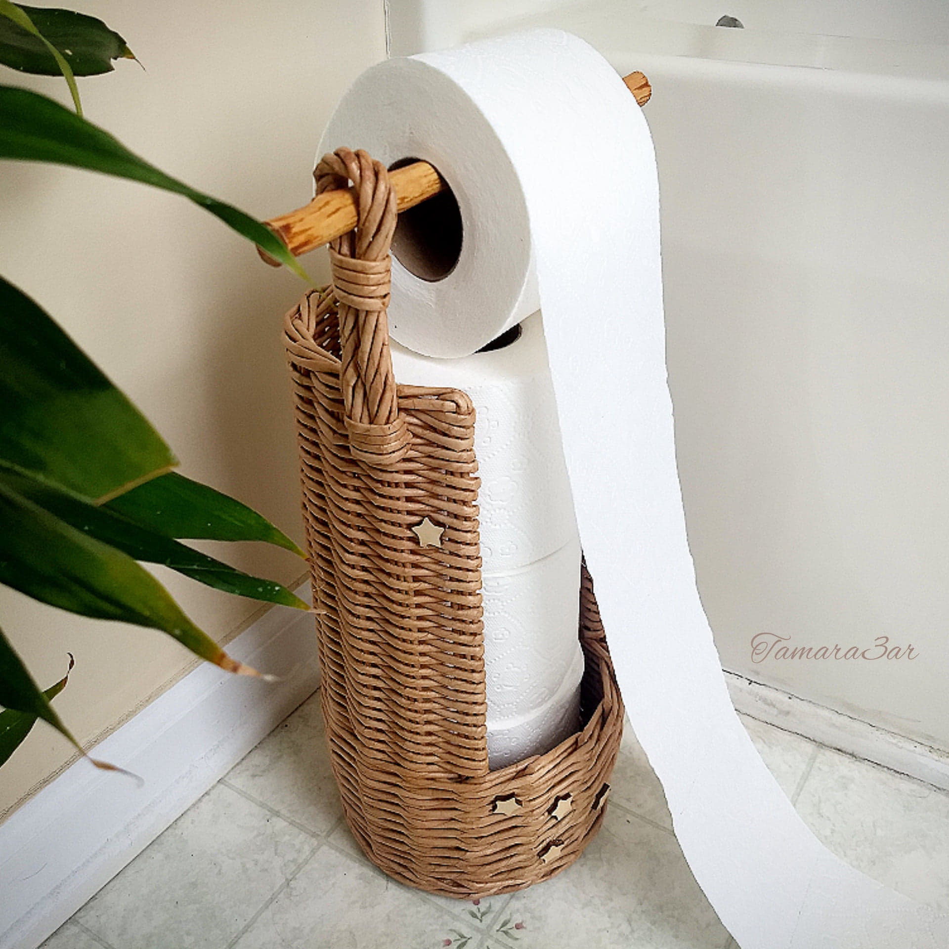 Toilet paper storage Toilet roll holder Wicker baskets Toilet Etsy