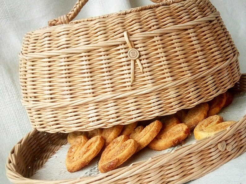 Wicker bread box Bread basket with lid Gift basket for women Etsy
