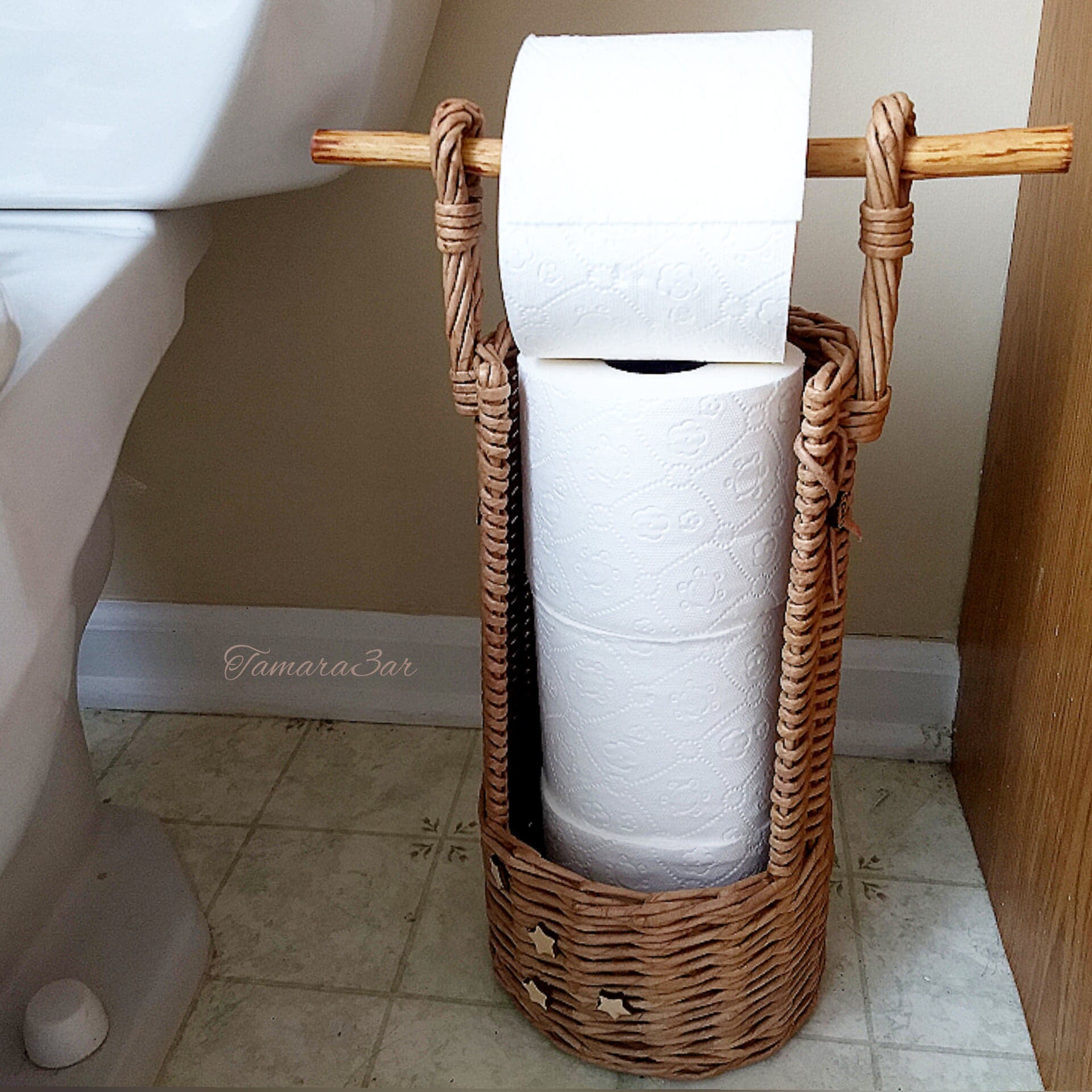 Toilet paper storage Toilet roll holder Wicker baskets Toilet Etsy