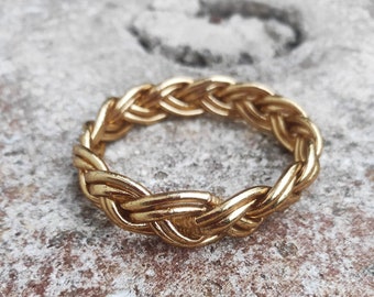 Braided Buddhist Rush Bracelet Double Real - Light gold - Buddhist temple bracelet - Gold leaf - Protection amulet