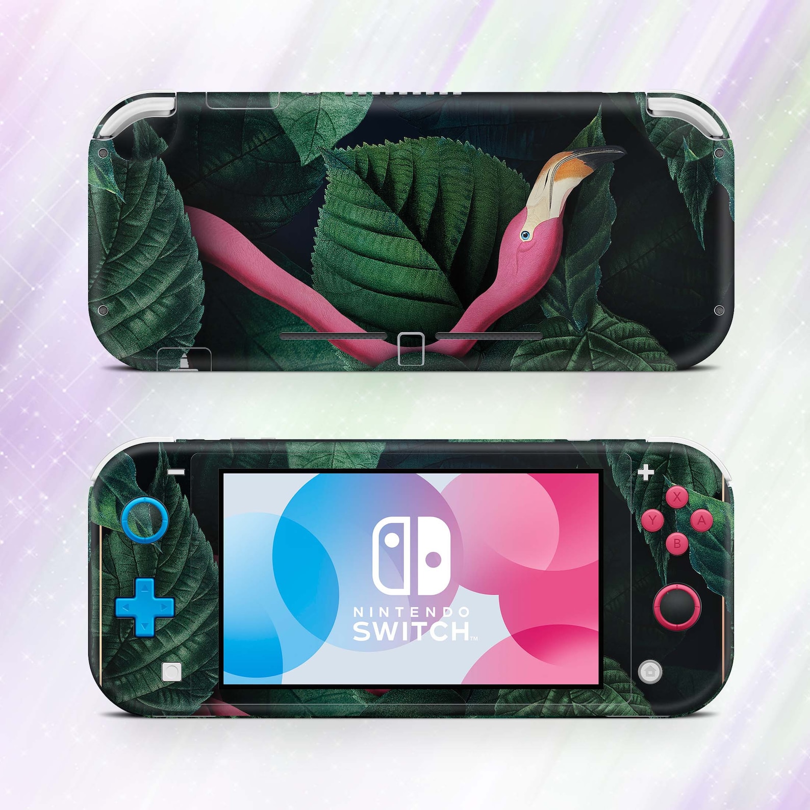 Flamingo Switch Tropic Nintendo Skin Tropical Leaves Gamer Etsy