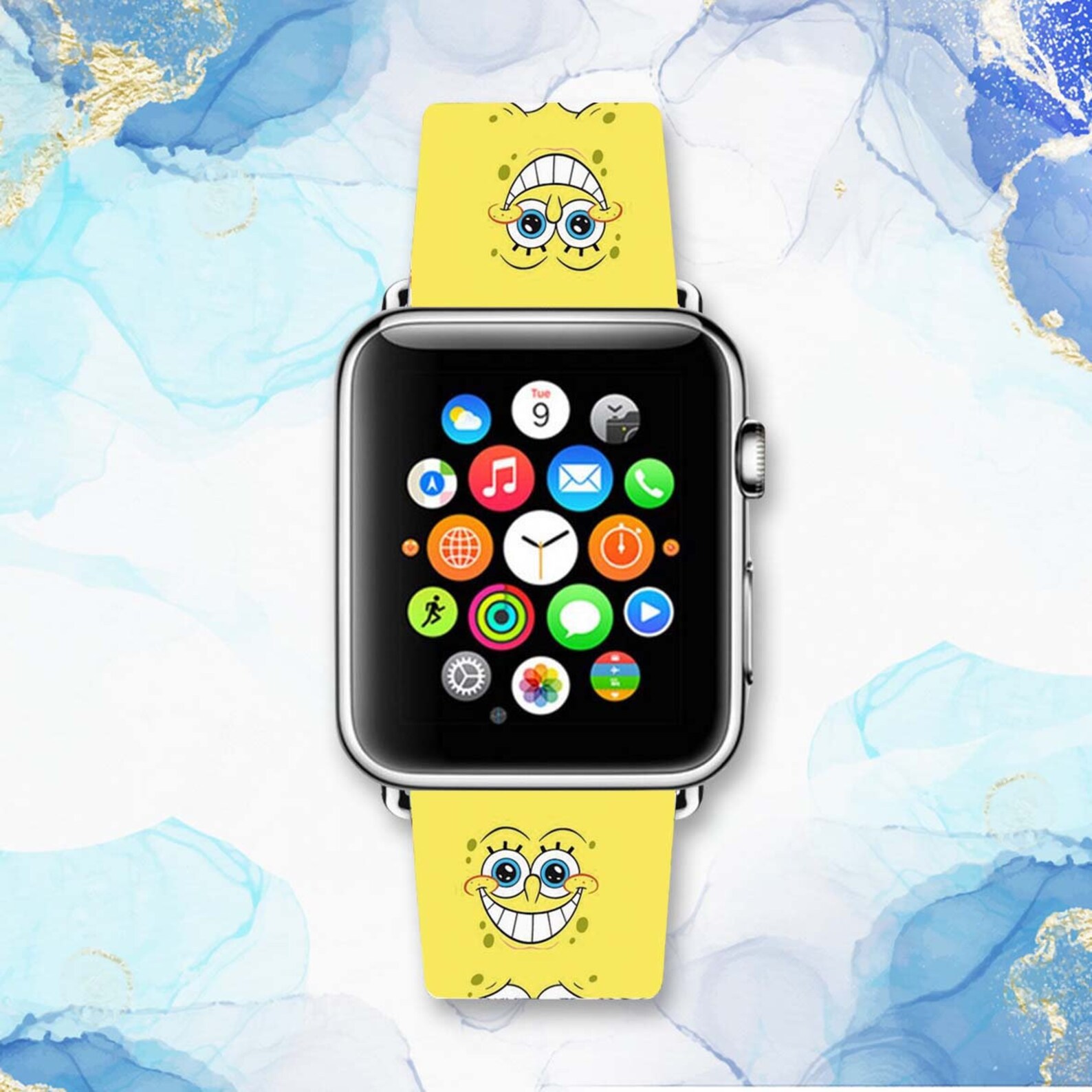 Apple Watch band Funny Face Leather Watchband Cartoon Apple Etsy