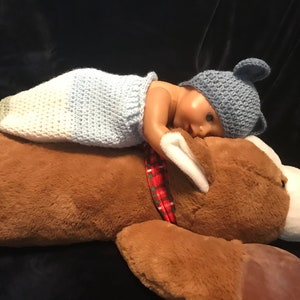 crochet baby photo props, swaddle sack & hat SET