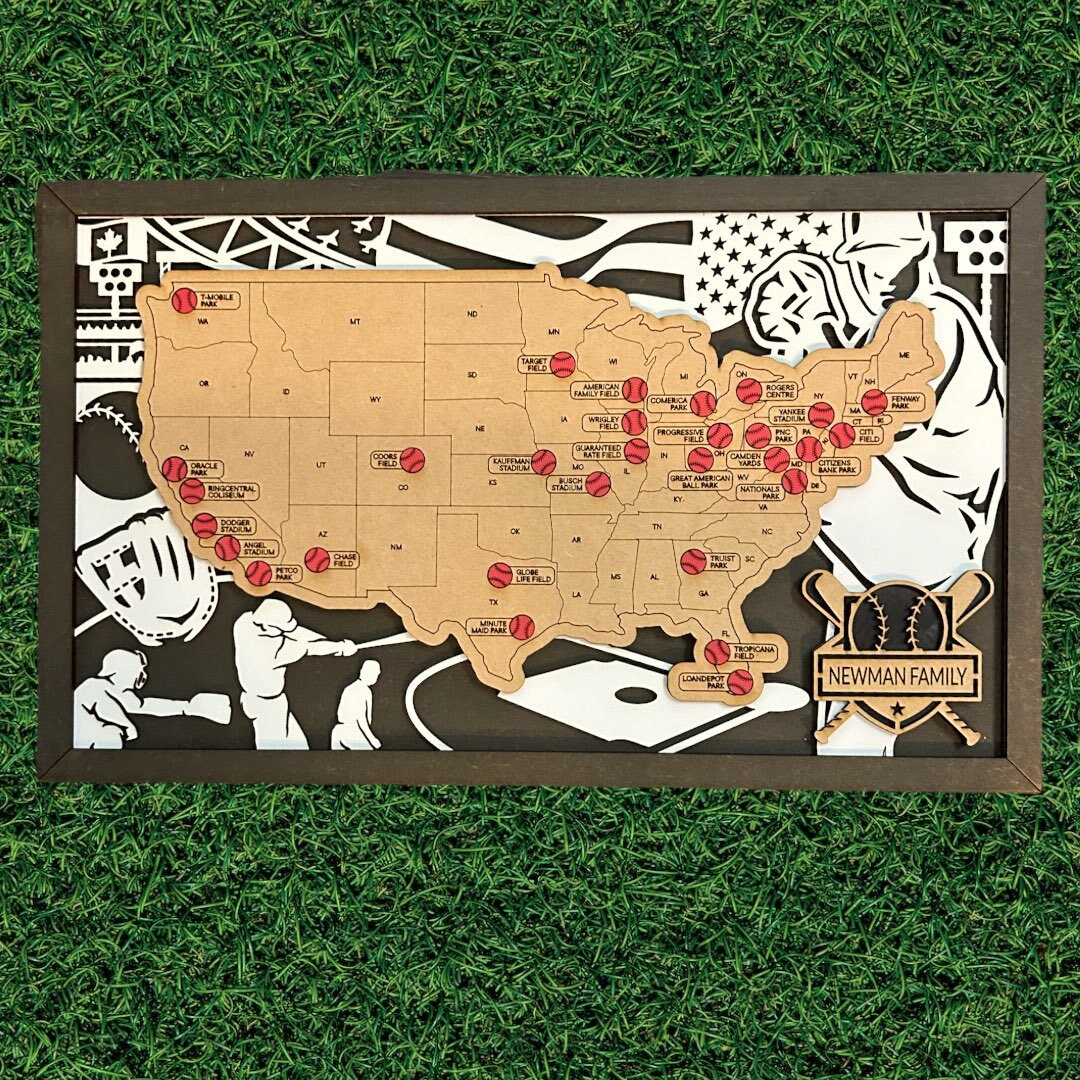Baseball Stadium Tracker Map - Etsy