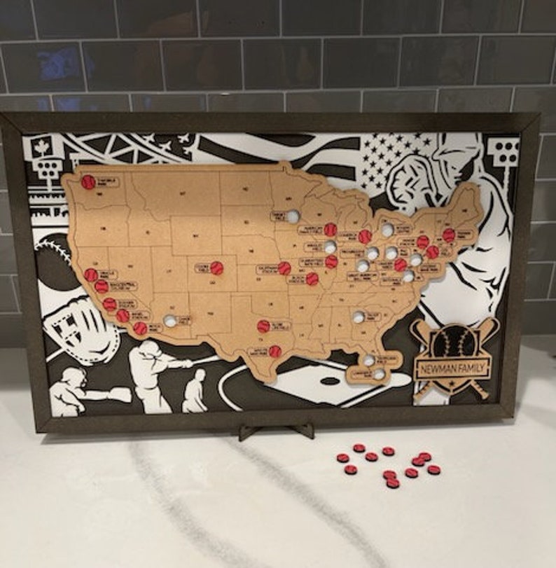 Baseball Stadium Tracker Map - Etsy