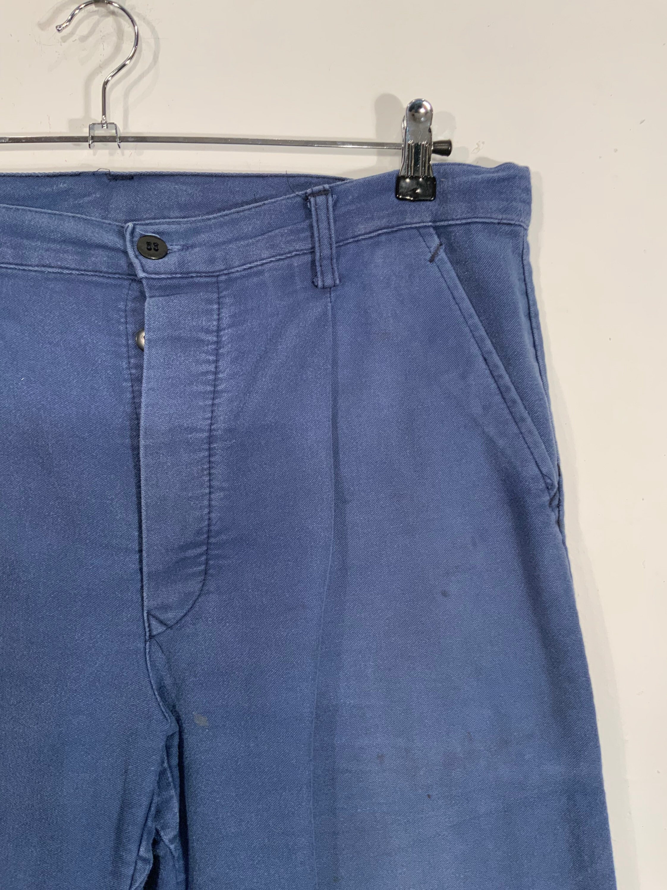 100% cotton workwear factory trouser in soft electric blue | Etsy