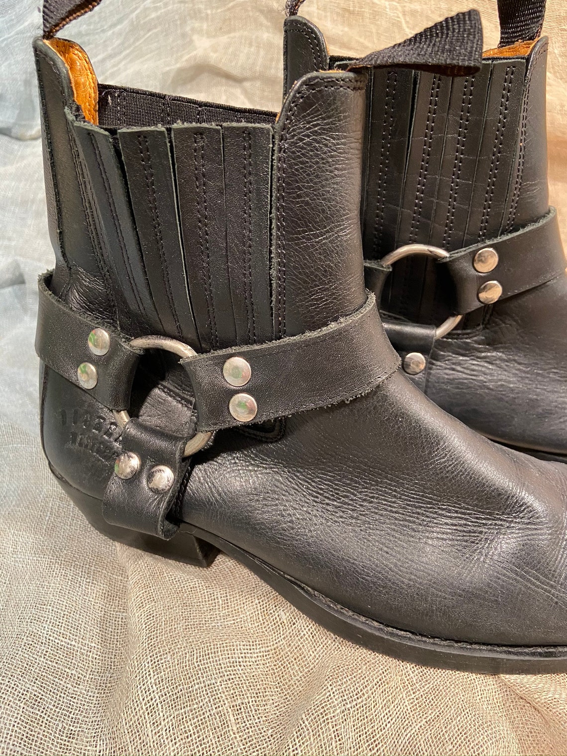 micro studded leather biker ankle boots