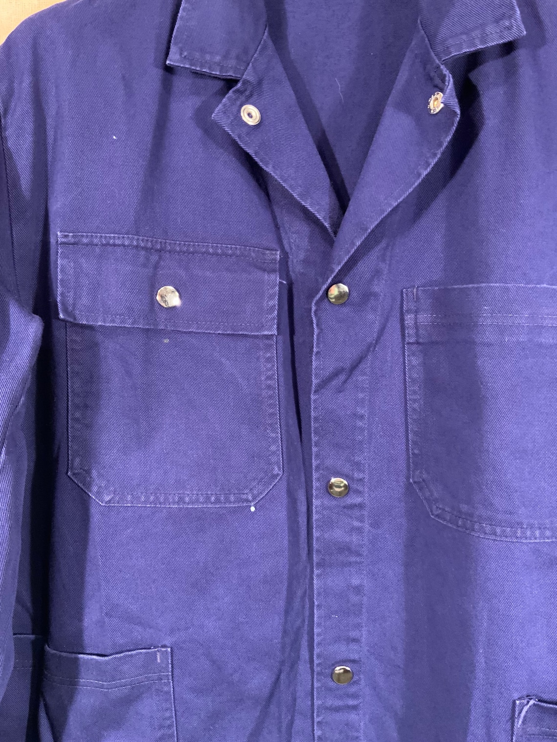 French 1970s electric blue chore jacket cotton drill. Etsy