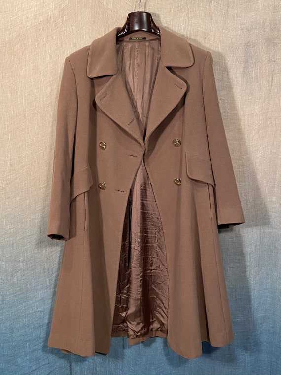 Tan Italian Cashmere Wool Blend Coat Minimal Sleek Vintage | Etsy