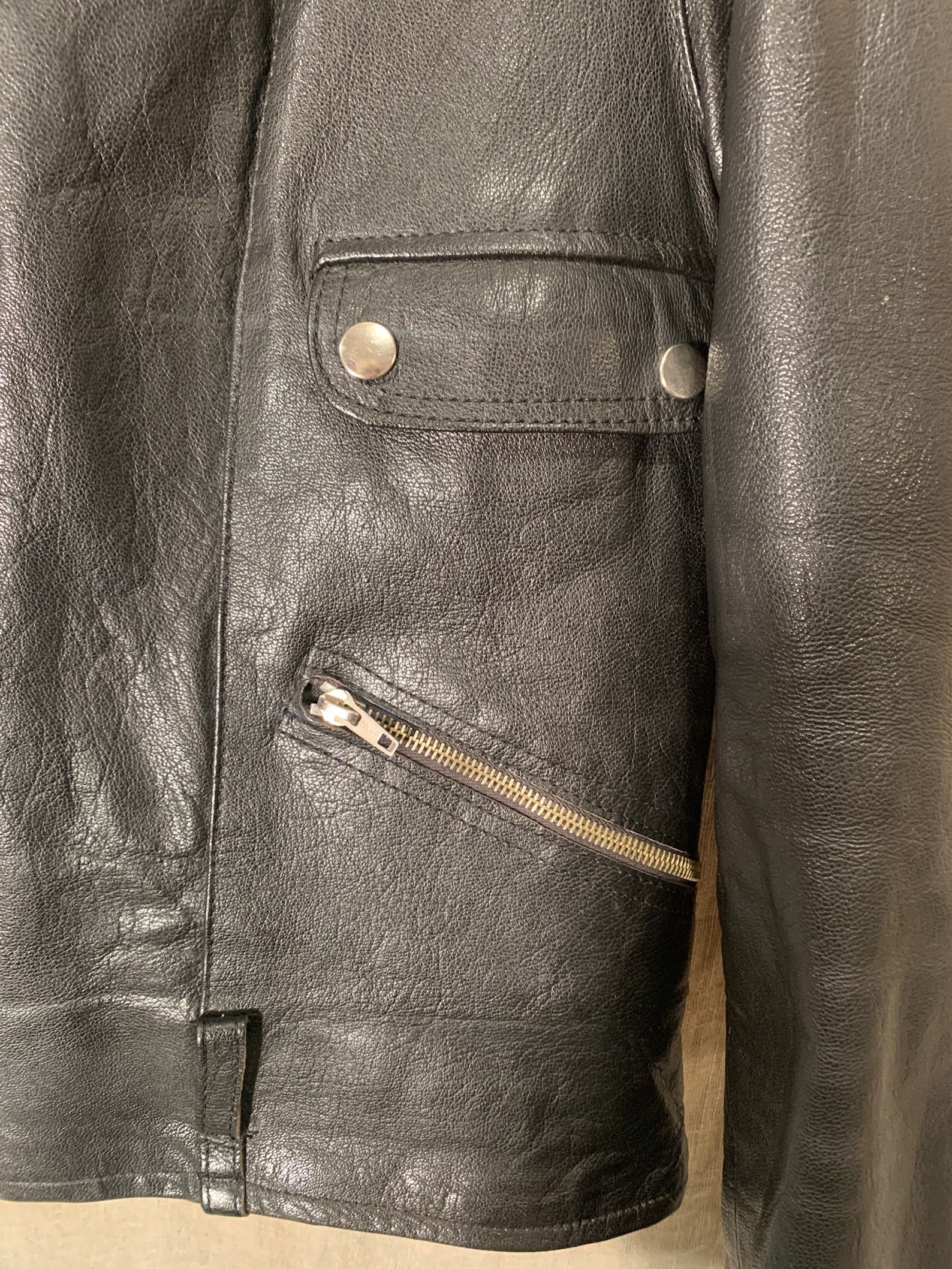 Unisex Vintage Leather Bomber Jacket with Zip & Popper | Etsy