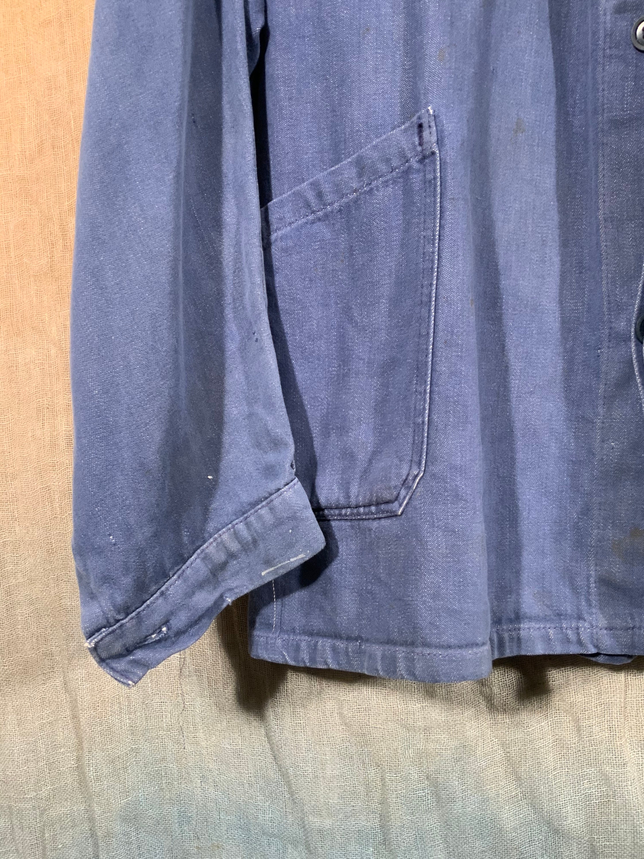 French 1960s Light Blue Indigo Denim Chore Jacket Great Signs - Etsy UK